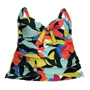 Anne Cole Swimsuit Tankini Swim Top Women 20 W 3X Bandeau Floral Tropical Print